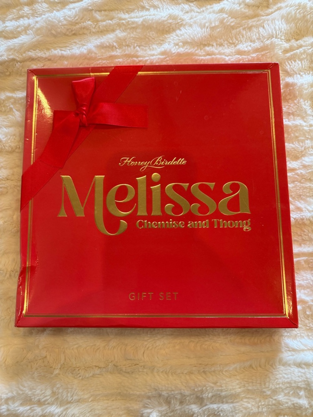 Honey Birdette Red Satin Slip Dress & Thong Set